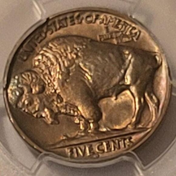 1938 D Buffalo Nickel Overmintmark FS-515 MS66 PCGS Toning - Picture 4 of 4